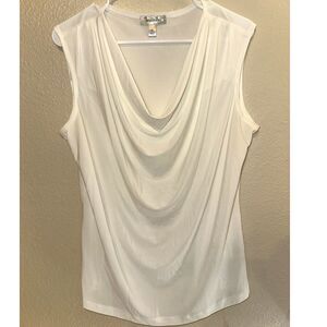 Dressbarn Womens Sleeveless Cowl Neck Top Size XL White Ivory Blouse Work Career